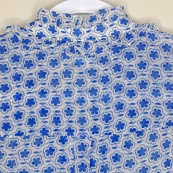 Boden Blue White Floral Print Sleeveless Button Down Blouse Top Size 4 - Picture 6 of 8